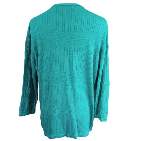 ALFRED DUNNER Sweater Cardigan Cami XL Attached Twinset Turquoise Teal Knitted - Picture 4 of 11
